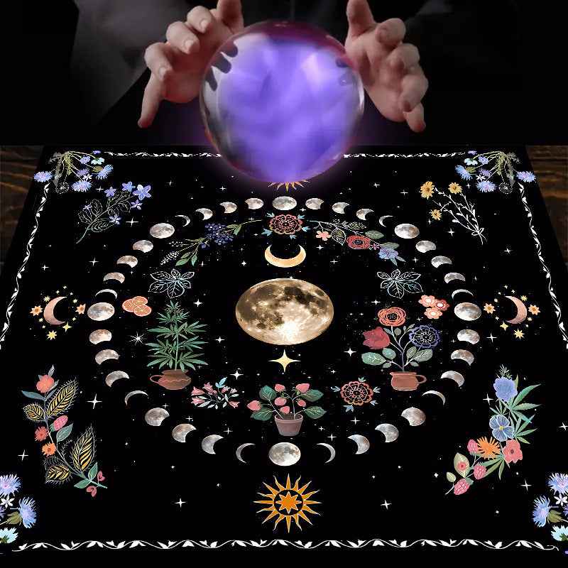 Tarot Tablecloth Board Game Decorative Cloth Have Your Power Mandala Moon Phase Floral Butterfly Tablecloth