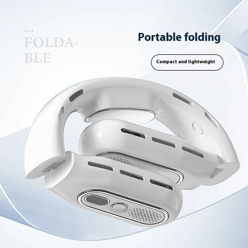 Leaf Less Portable Digital Display Folding Neck Hanging Fan