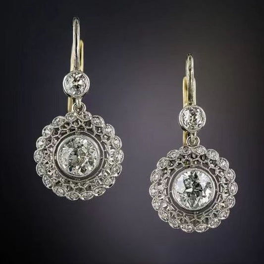 Female Geometric Circular Zircon Earrings - BOSS MANGO