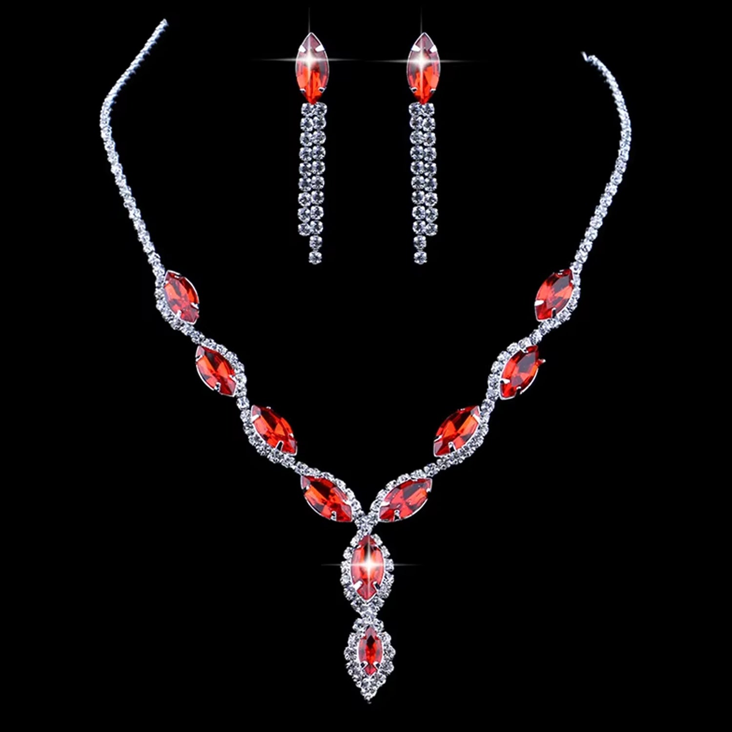 Necklace And Earrings Set Wedding Jewelry Set (1 Set  Mix Color) - BOSS MANGO