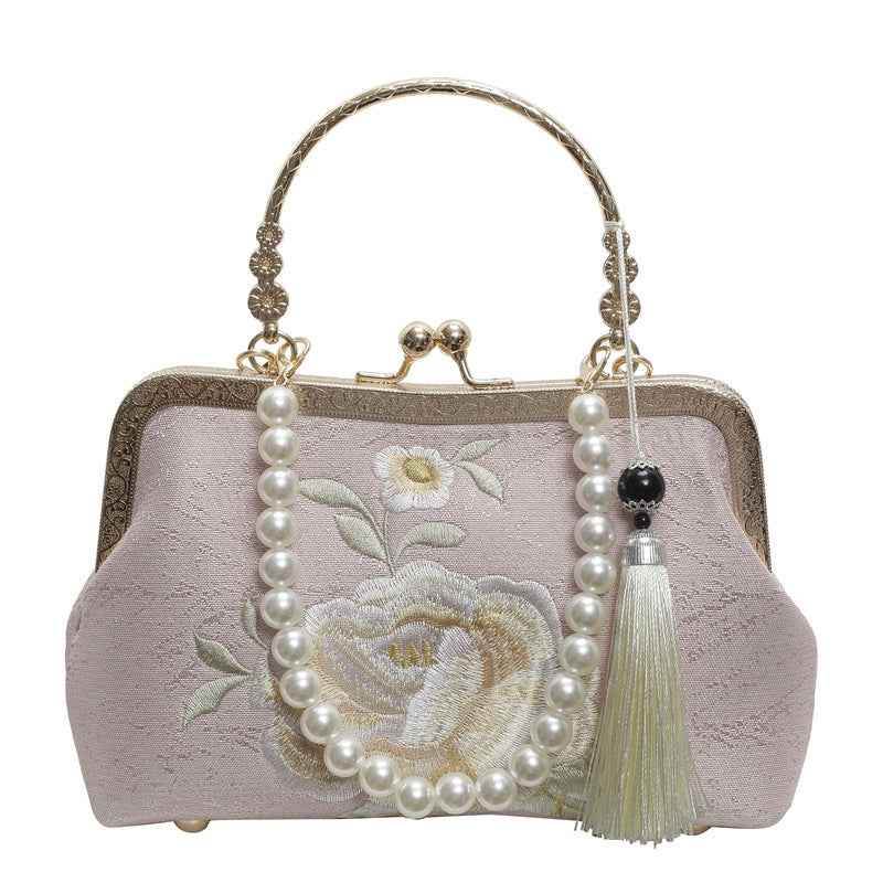 Pink BOSS MANGO Elegant Embroidered Evening Bag ksqrf7-20-elegant-embroidered-evening-bag-han-chinese-crossbody Print Material