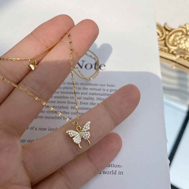 Stunning Silver Butterfly Necklace for Women - BOSS MANGO ksqrf7-20-silver-butterfly-necklace-for-women-double-layer-clavicle-chain Print Material