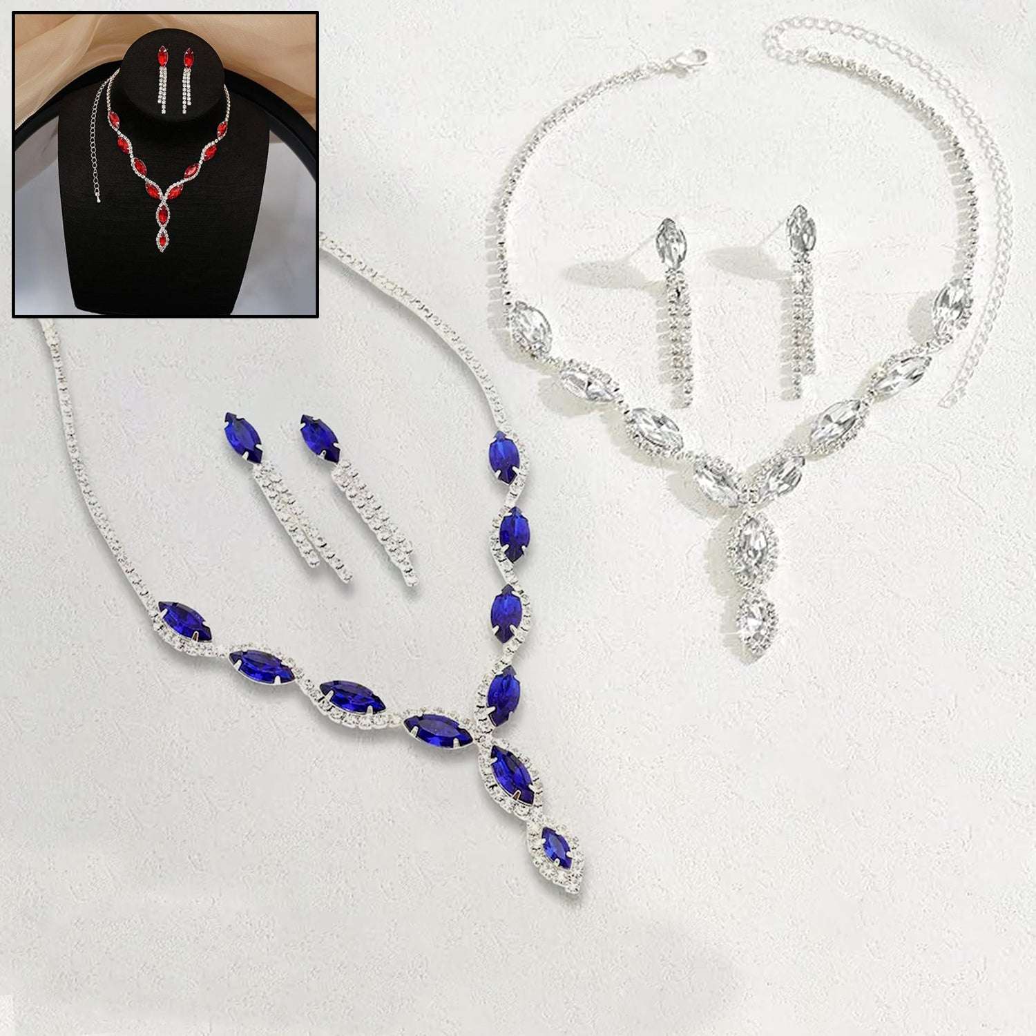 Necklace And Earrings Set Wedding Jewelry Set (1 Set  Mix Color) - BOSS MANGO